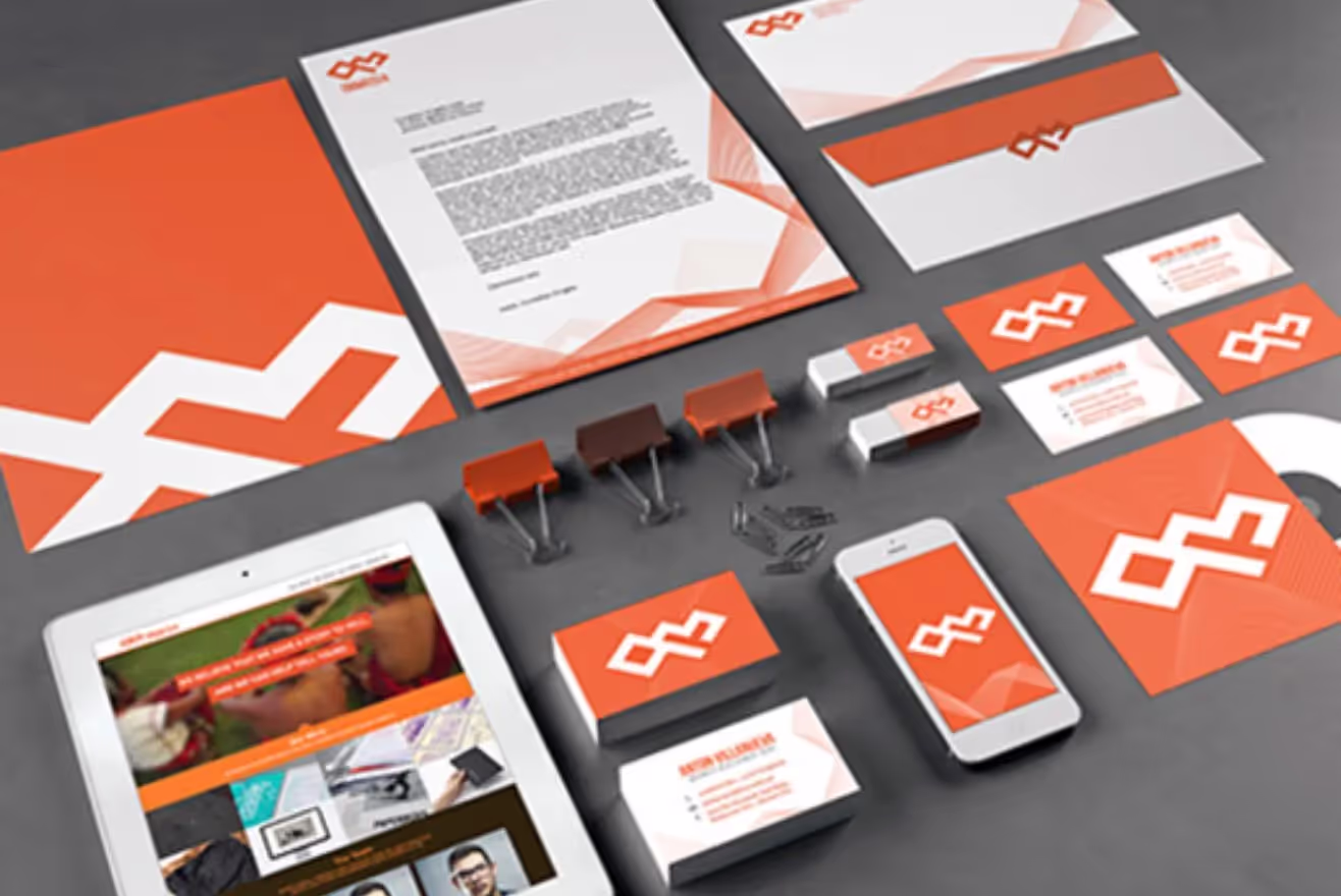 Brand and Marketing collateral produced for client to show rand Rollout example